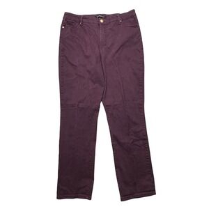 Bandolino Amy Straight Leg Jeans Women 16 Purple Mid Rise Stretch Tummy Slimming